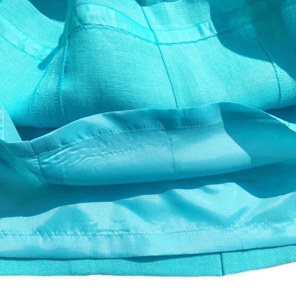 Talbots Aqua Blue Seamed Linen Skirt Size 18 - Picture 11 of 16